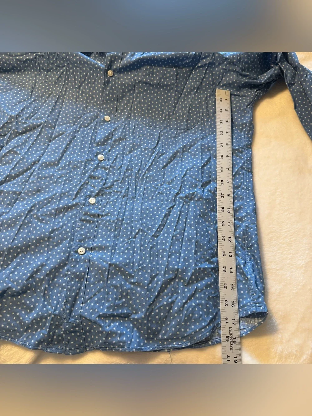 J. Crew Blue Star Cotton Button-Up Shirt Size Large